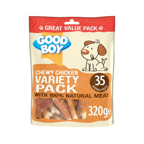 Armitage Goodboy Chicken Variety 320g Value Pack Dog Treats - a chewy and delicious pack made with 100% natural chicken breast meat.