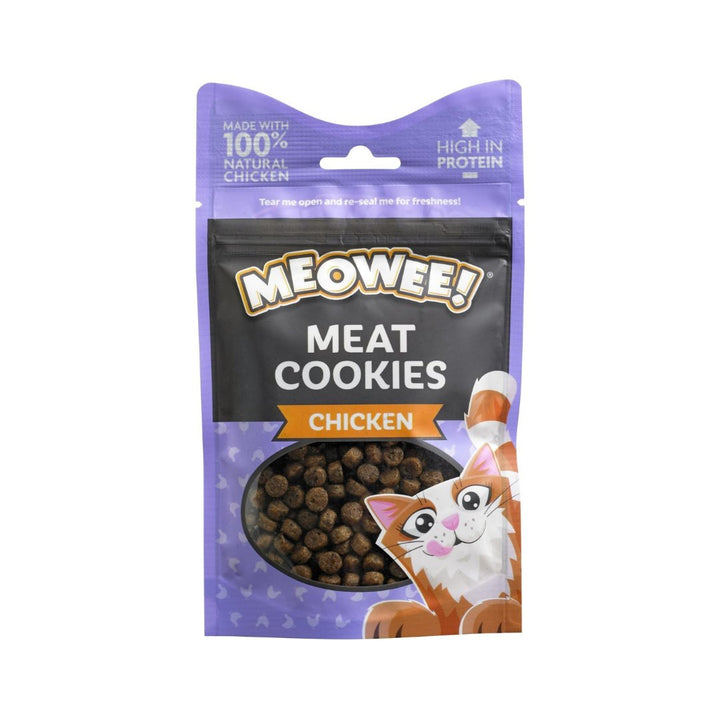 Armitage Meowee Meat Cookies are a favorite, made with 100% natural chicken and a crunchy texture that will have your cat purring with delight.