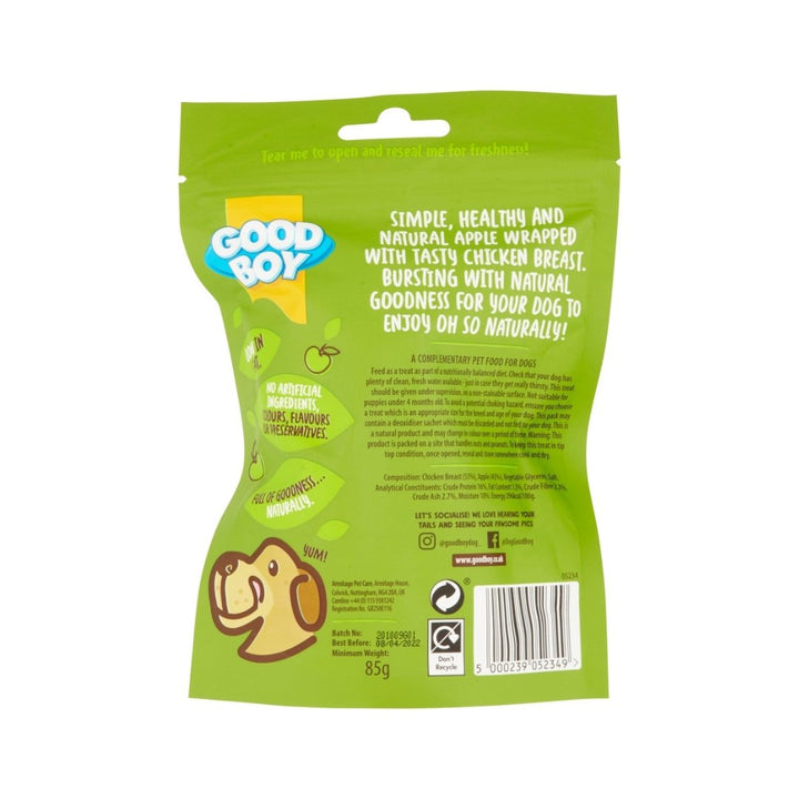 Armitage Oh So Natural Apple with Chicken Dog Treats is made of natural apples wrapped with 100% natural chicken breast - Back.