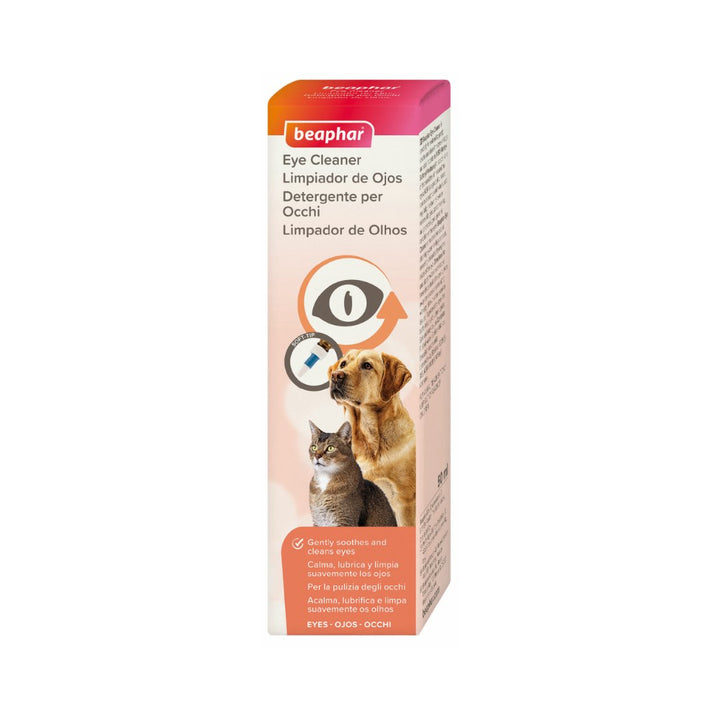Beaphar Dog and Cat Eye Cleaner is a gentle formulation that helps naturally clean and soothes the eyes of cats and dogs - Box.