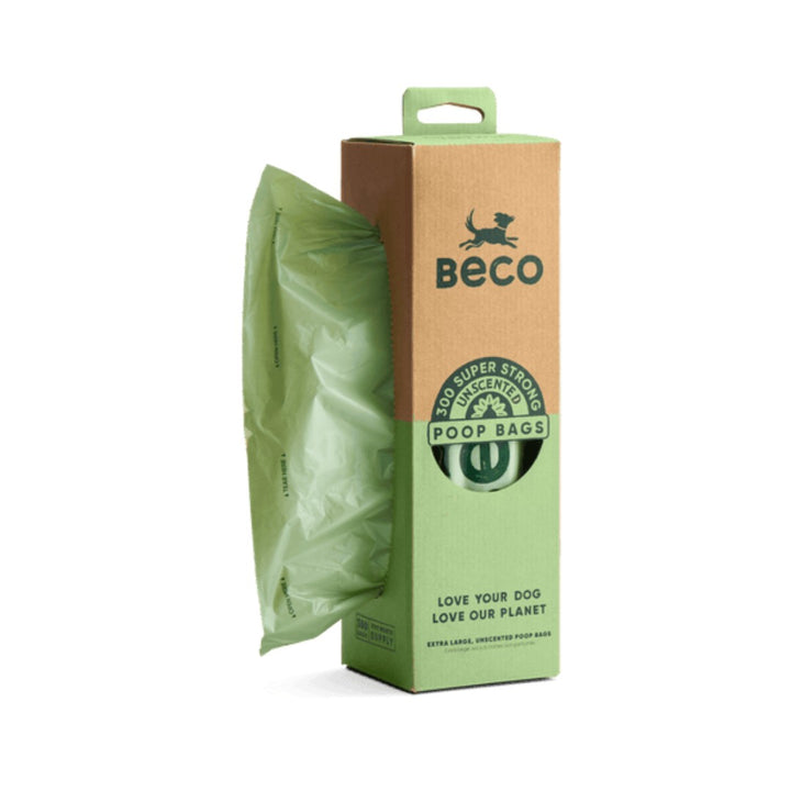 Beco Pets Unscented Poop Bags - Large, Strong, Leak-Proof, Eco-Friendly - Open Box