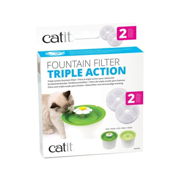 Catit Triple Action Fountain Filters Replacement is not designed to cure any disease or illness. However, these filters help remove bacteria, chlorine odors, and debris.