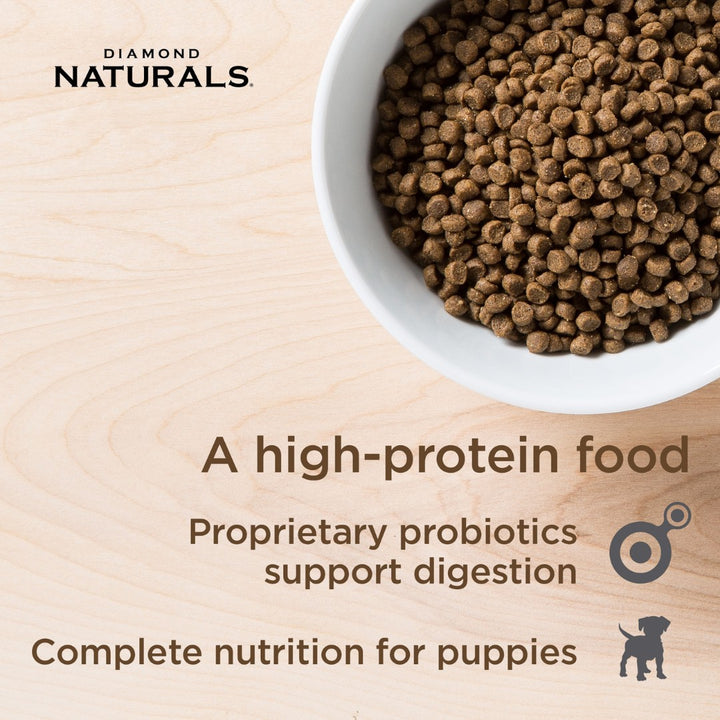Diamond Naturals Chicken & Rice Small and Medium Puppy Dry Food - a specially formulated meal for small and medium breed puppies and nursing adult dogs Kibble Size.
