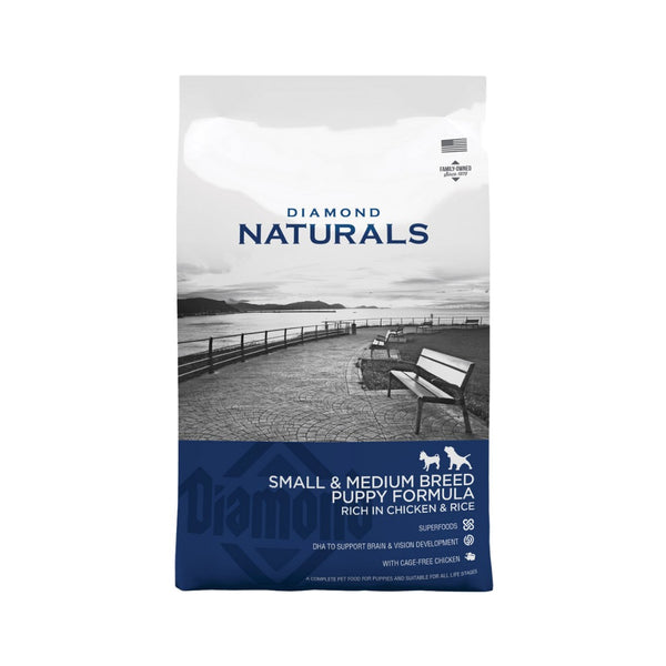 Elevate your puppy's growth with Diamond Naturals Chicken & Rice Small and Medium Puppy Dry Food – where nutritional excellence meets the unique needs of your growing furry friend.