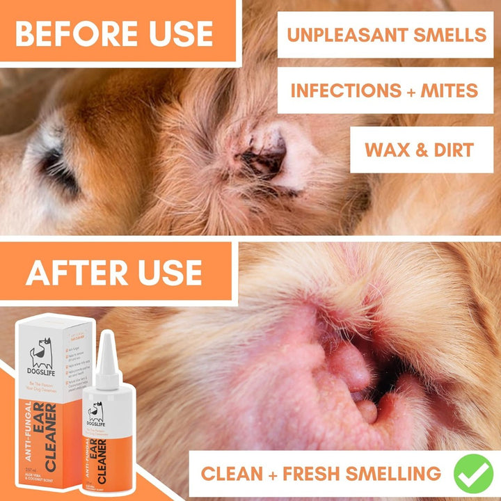 DogsLife Dog Anti-Fungal Ear Cleaner - Ad with Dog Ear