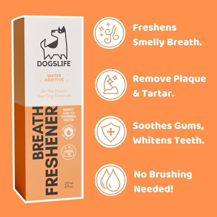 DogsLife Dog Breath Freshener Water Additive - Benefits 
