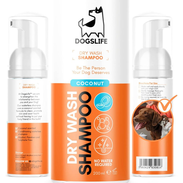 DogsLife Dry Wash Coconut Dog Shampoo - With Box