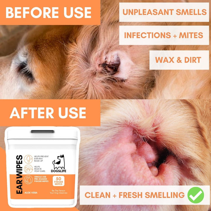 DogsLife Dog Ear Wipes Aloe Vera - How to clean Dg ears 