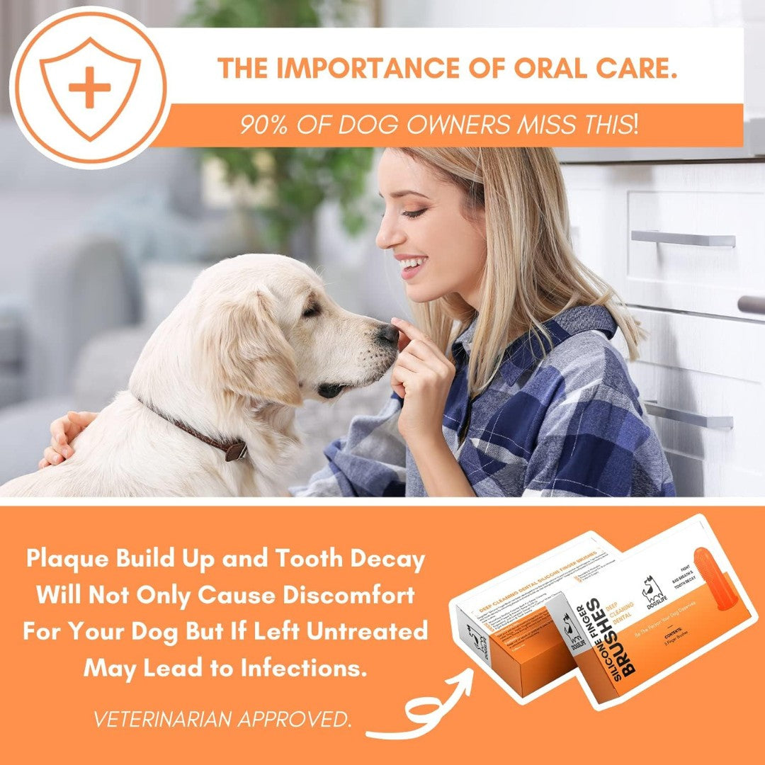 DogsLife Dog Silicone Finger Dental Brushes - Veternanin Approved 