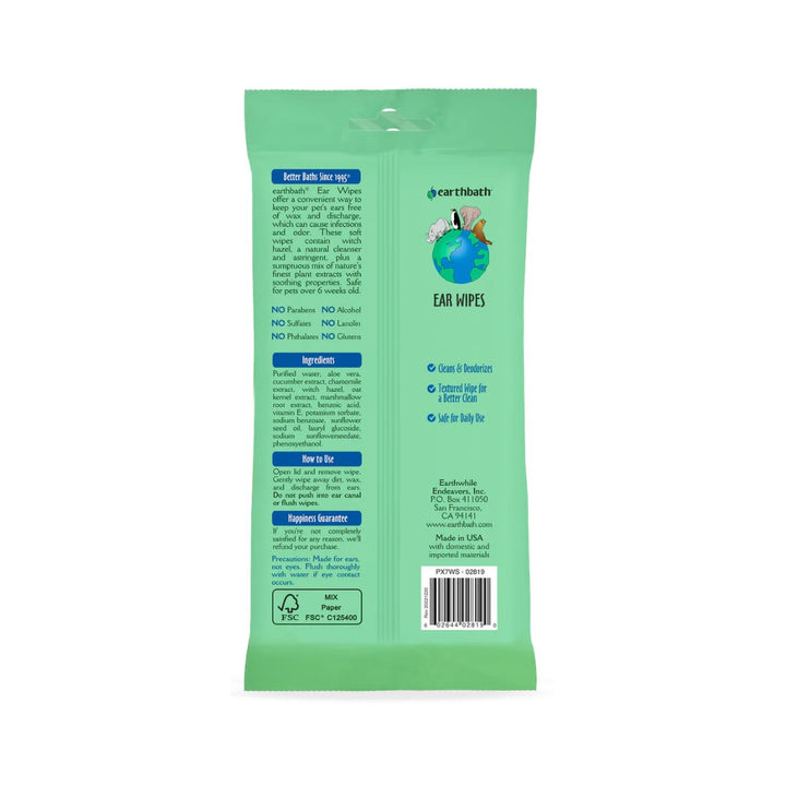 Experience the natural goodness of earthbath® Ear Wipes – the perfect solution for maintaining your pet's ear hygiene with care and convenience. Back Bag