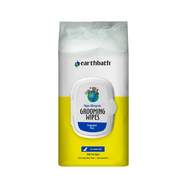 Earthbath Hypo-Allergenic Grooming Wipes - Fragrance Free, Cleans &amp; Conditions, 100 Wipes - Front 