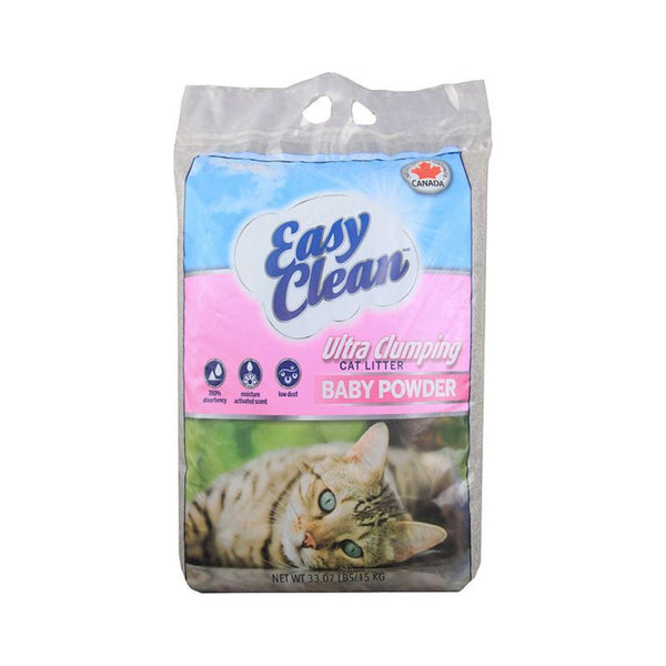 Easy Clean Ultra Clumping Baby Powder Cat Litter - Maximum Clumping Action and Baby Powder Scent - Full Bag