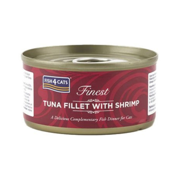 Fish4Cats Tuna Fillet with Shrimp Wet Cat Food in a 70g pack.