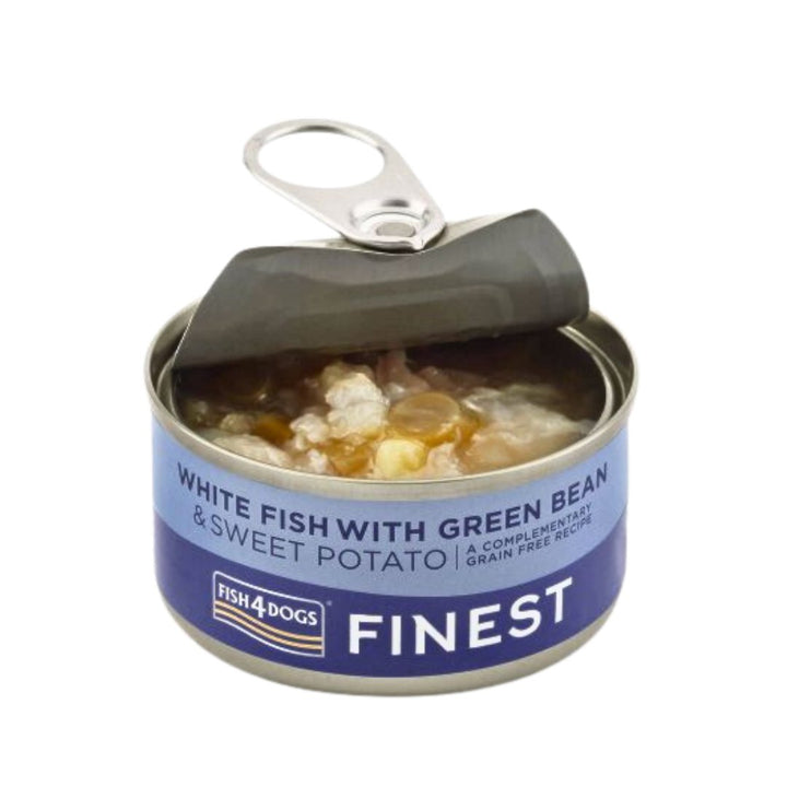 Fish4Dogs' Fish with Green Bean & Sweet Potato Wet 85g is a high-quality pet food designed to add flavor, moisture, and interest to your dog's regular dry food inside can.