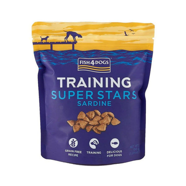 Super Stars Sardine Dog Treats are small, natural rewards packed with fish and infused with Salmon Oil. Smelly enough to catch your dog's attention.