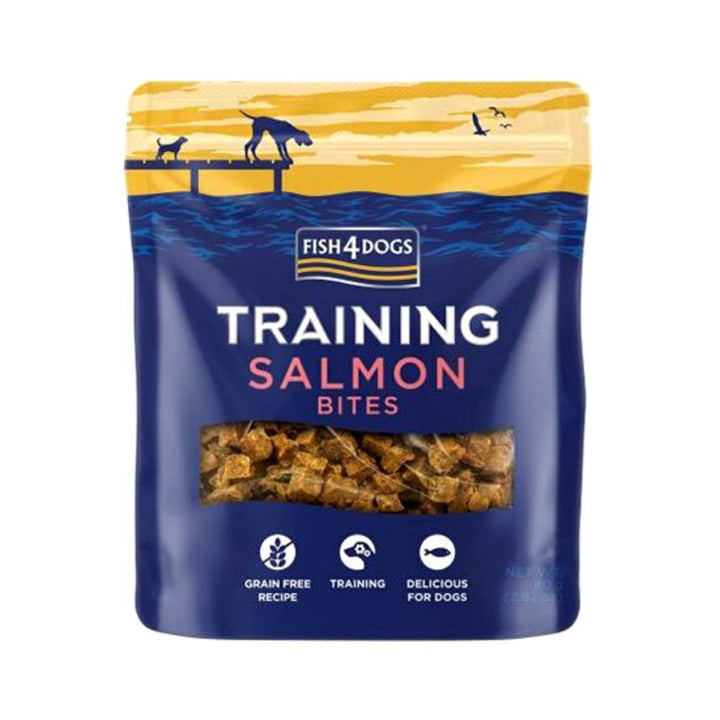 Fish4Dogs Training Salmon Bites Dog Treats - Pure Salmon Training Treats. - Front Bag