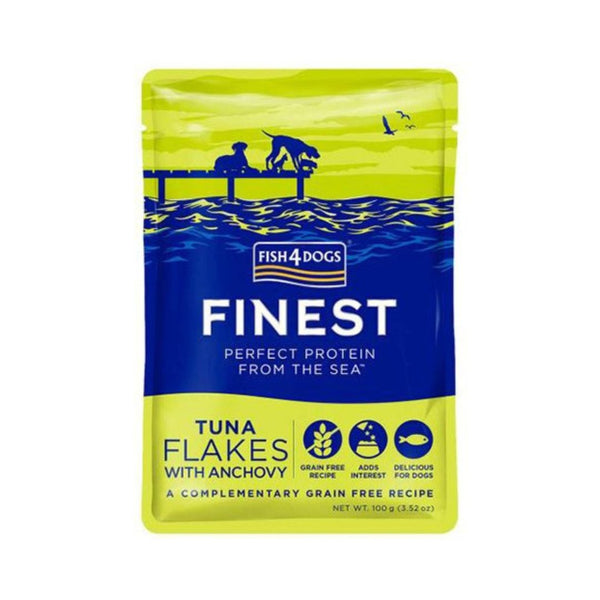 Fish4Dogs Tuna Flakes with Anchovy Dog Wet Food - Irresistible Tuna and Anchovy Blend. - Front Bag