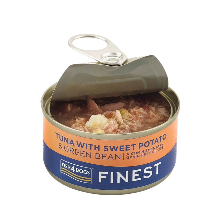 Fish4Dogs Tuna with Sweet Potato & Bean Dog Wet Food - Open Tin