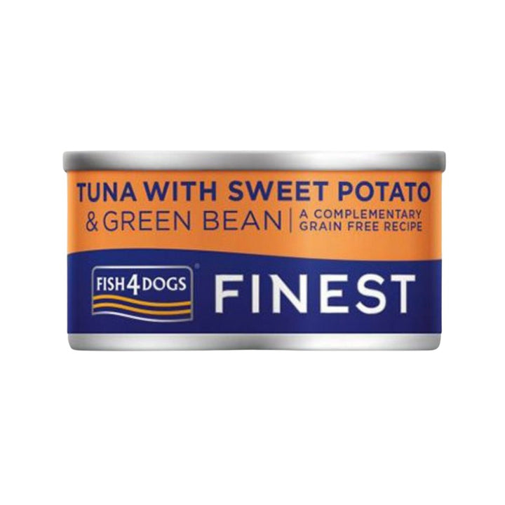 Fish4Dogs Tuna with Sweet Potato & Bean Dog Wet Food - Front Tin