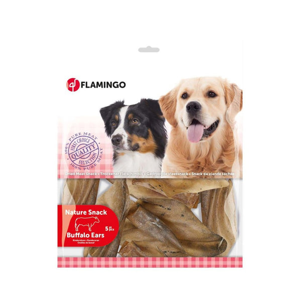 Flamingo Buffalo Ears Dog Treats - Natural and Nutritious Snack for Dogs in Dubai. - Front Bag