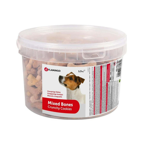 Flamingo Mixed Bones Dog Treats are a great addition to your dog's daily diet. They are tasty and can be used as a treat between meals or as training treats 1.3kg.