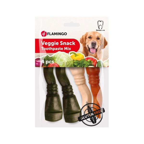 Flamingo Veggie Dog Toothpaste Mix dog treats are specially formulated with all-natural ingredients to support your dog's dental hygiene.