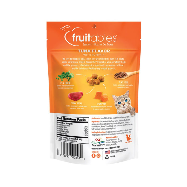 Indulge your feline friend with the irresistibly tasty and wholesome Fruitables Tuna Flavor with Pumpkin Cat Treats.