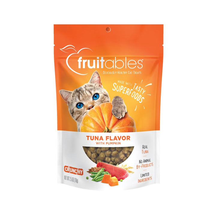 Indulge your feline friend with the irresistibly tasty and wholesome Fruitables Tuna Flavor with Pumpkin Cat Treats.
