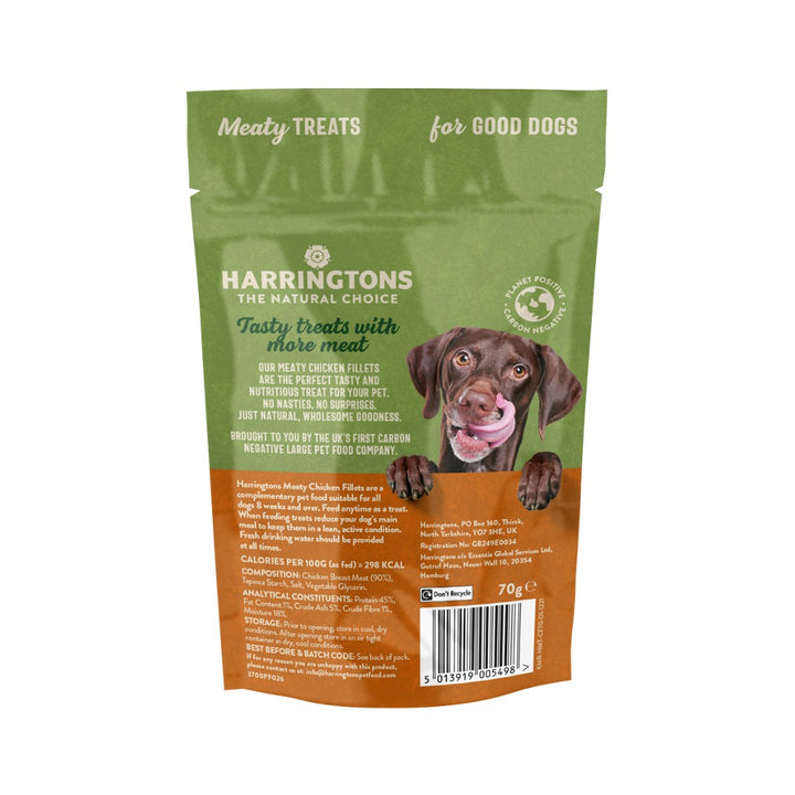 Harringtons Chicken Fillets High Meat Dog Treats - Back Bag