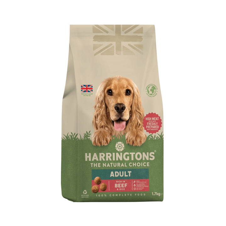 Discover the exceptional nutrition of Harringtons Complete Beef and Rice Adult Dry Dog Food – the ideal choice for your beloved furry companion's daily meals. 