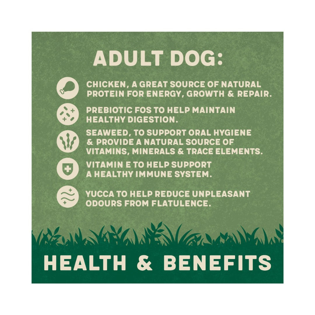 Harringtons Complete Chicken Adult Dry Dog Food. Suitable for all dogs aged 8 weeks and over, this dry dog food is made with meat as the No.1 ingredient How To Feed your dog.