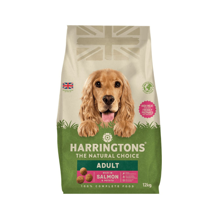 Harringtons Complete Salmon and Potato Dry Dog Food is a wholesome, all-natural dry dog food suitable for dogs eight weeks and older 12kg.