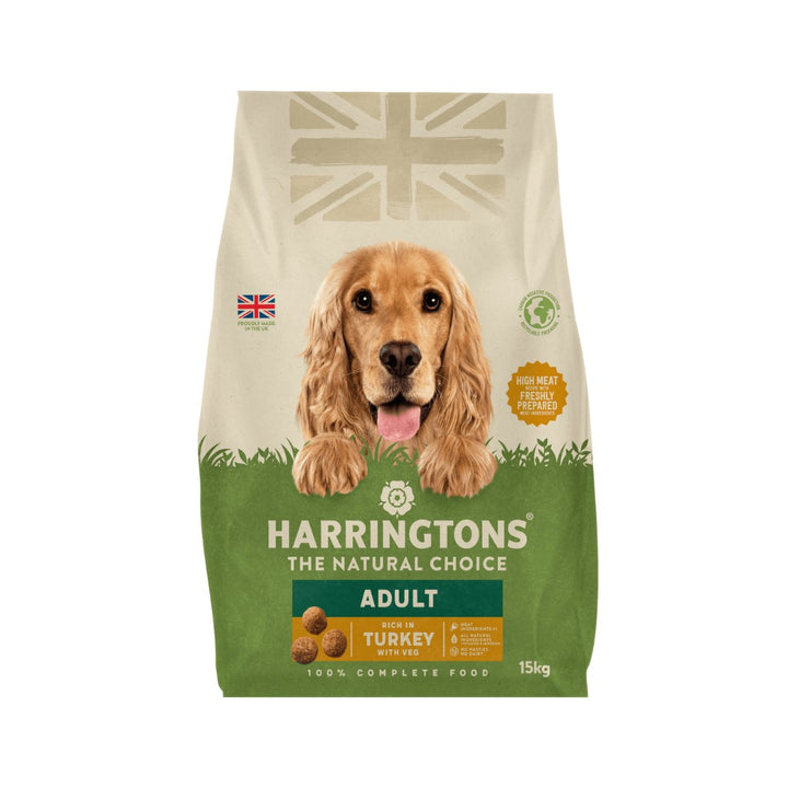 Harringtons Complete Turkey Veg Adult Dry Dog Food Suitable for dogs from 8 weeks onwards, this carefully formulated food is made with all-natural ingredients 15kg. 