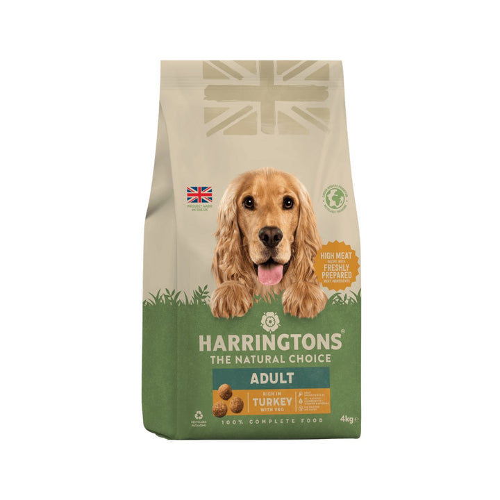 Harringtons Complete Turkey Veg Adult Dry Dog Food Suitable for dogs from 8 weeks onwards, this carefully formulated food is made with all-natural ingredients 4kg. 