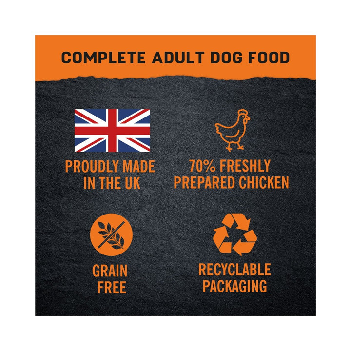 Harringtons Just 6 Grain-Free Wet Dog Food with Chicken and Vegetables in a Delicious Gravy - a complete dog food made with six carefully selected ingredients- Made in UK.