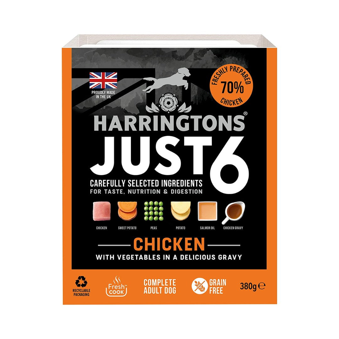 Harringtons Just 6 Chicken Grain Free Wet Dog Food - Front Try