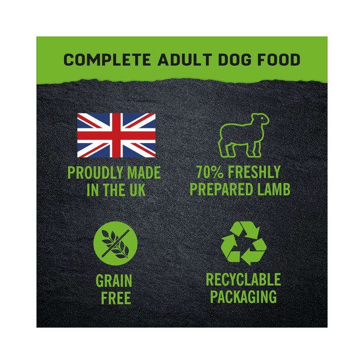 Harringtons Just 6  lamb with vegetables in a delicious gravy, is a complete dog food that includes six ingredients for optimal taste, nutrition, and digestion Made in The UK. 