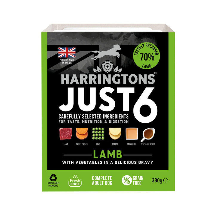 Harringtons Just 6 Lamb Grain Free Wet Dog Food - Front Try 