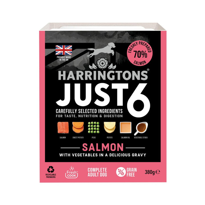 Harringtons Just 6 Salmon Grain Free Wet Dog Food - Front Tray 