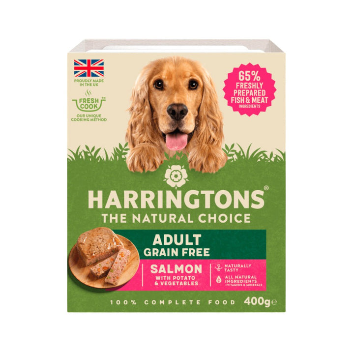 Harringtons Salmon Wet Dog Food - Grain-Free and Nutritious - Front Tray 