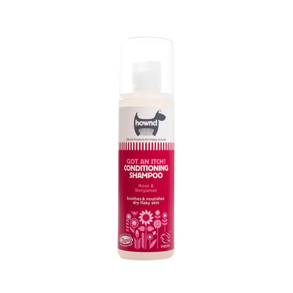 Hownd Got An Itch? Conditioning Shampoo is specifically formulated to help soothe dry, flaky skin in dogs and restore luster to coats of all breeds.