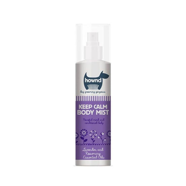 Hownd Keep Calm Dog Body Mist - Soothing Mist for Dogs, Infused with Lavender and Patchouli Extracts - Front Bottle 