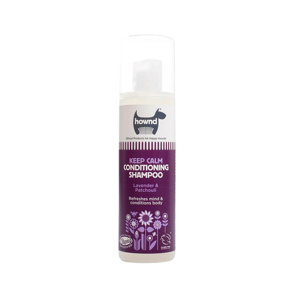 Hownd Keep Calm Dog Shampoo - Conditioning Shampoo Infused with Lavender and Patchouli for Adult Dogs -Front Bottle 