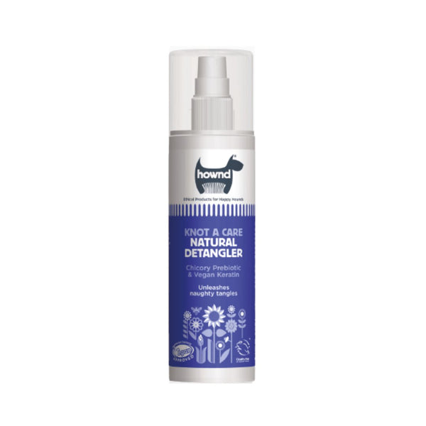 Hownd Knot A Care Natural Dog Detangler, free from silicone and pH balanced, allows you to untangle knots and tame curls and mats easily.
