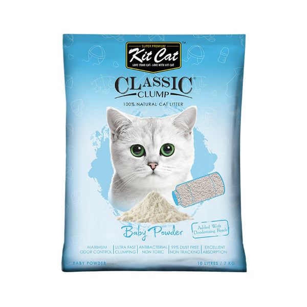 Kit Cat Classic Clump is a cat litter that has been enhanced with deodorizing beads and specially formulated by cat lovers to provide exceptional odor control and easy cleaning. 