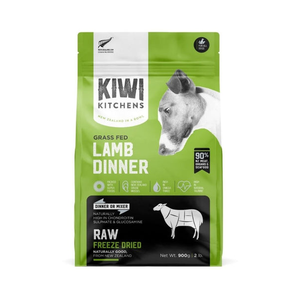 Kiwi Kitchens Raw Freeze Dried Grass Fed Lamb Dinner Dry Dog Food – Packaging Front