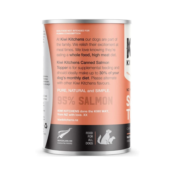 Kiwi Kitchens King Salmon Topper Canned Wet Dog Food – Packaging Back 375g