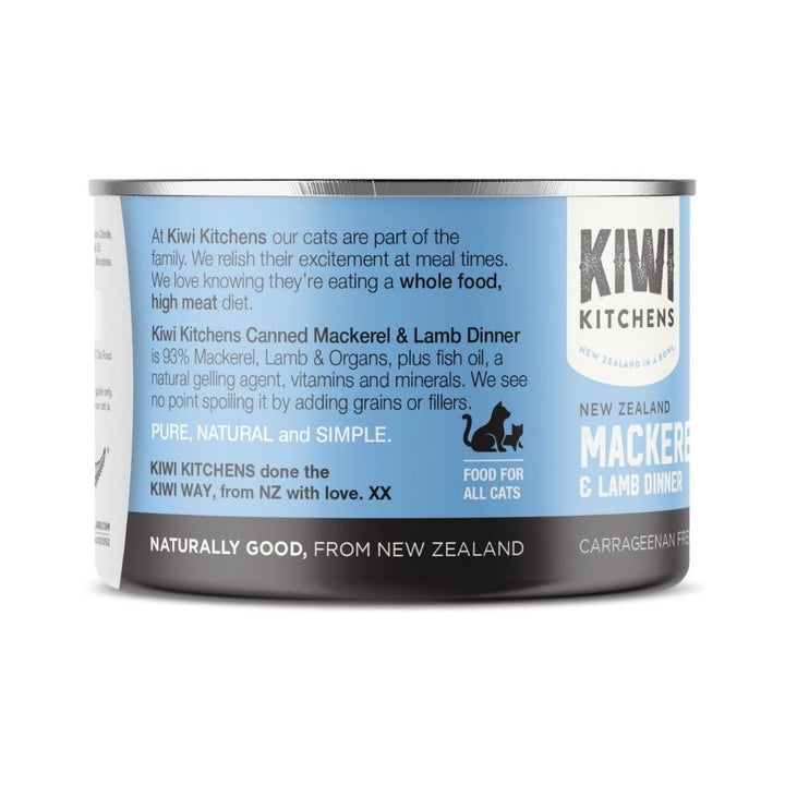 Kiwi Kitchens Mackerel &amp; Lamb wet cat food, premium canned meal for cats in UAE. 170g Back