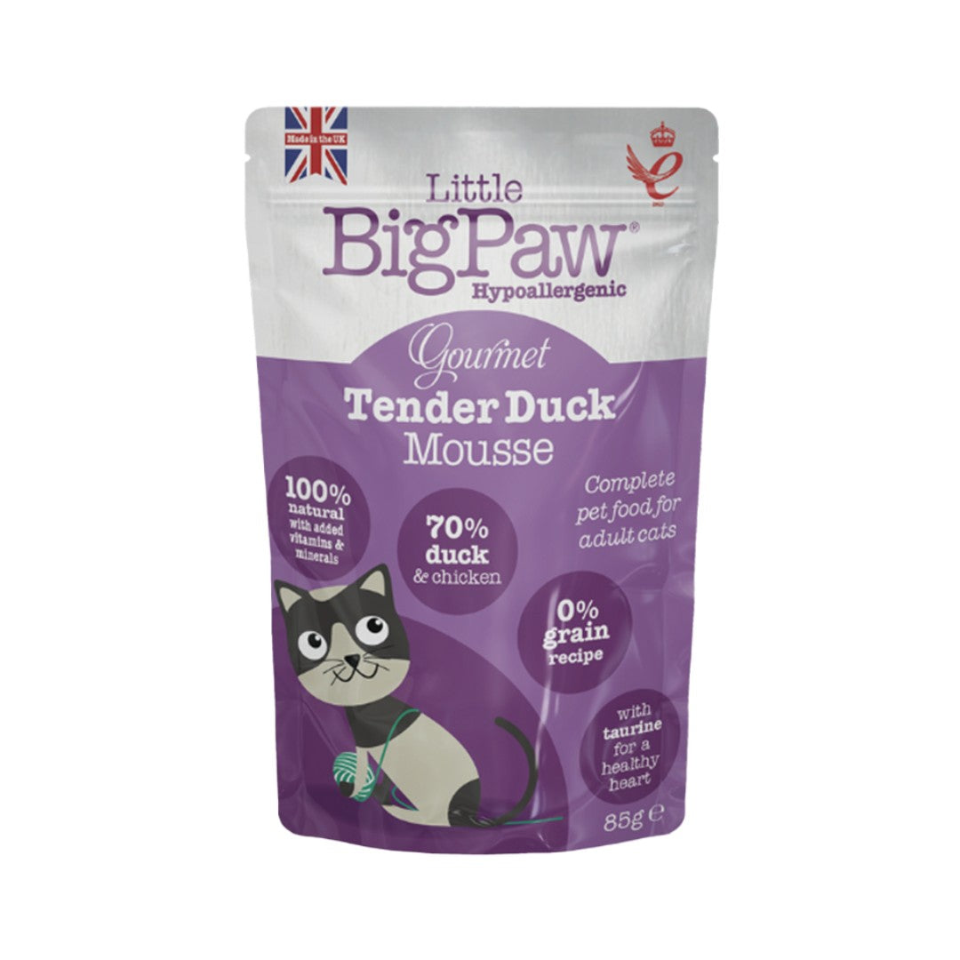 Little Big Paw Gourmet Tender Duck Mousse Cat Wet Food - Premium British Duck & Chicken, Grain-Free, for All Life Stages in Dubai, 85g