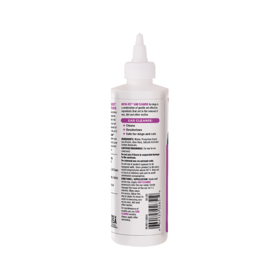 Nutri-Vet Ear Cleanse Dog Ear Cleaner - Back Bottle